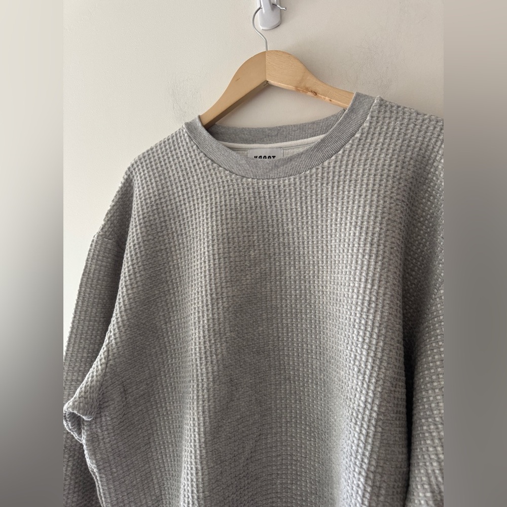 KROST Gray Waffle Knit Long Sleeve Pullover - Picture 2 of 6